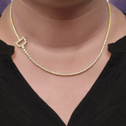 Tennis Bezel Set Initial Letter Lab Grown Diamond Necklace