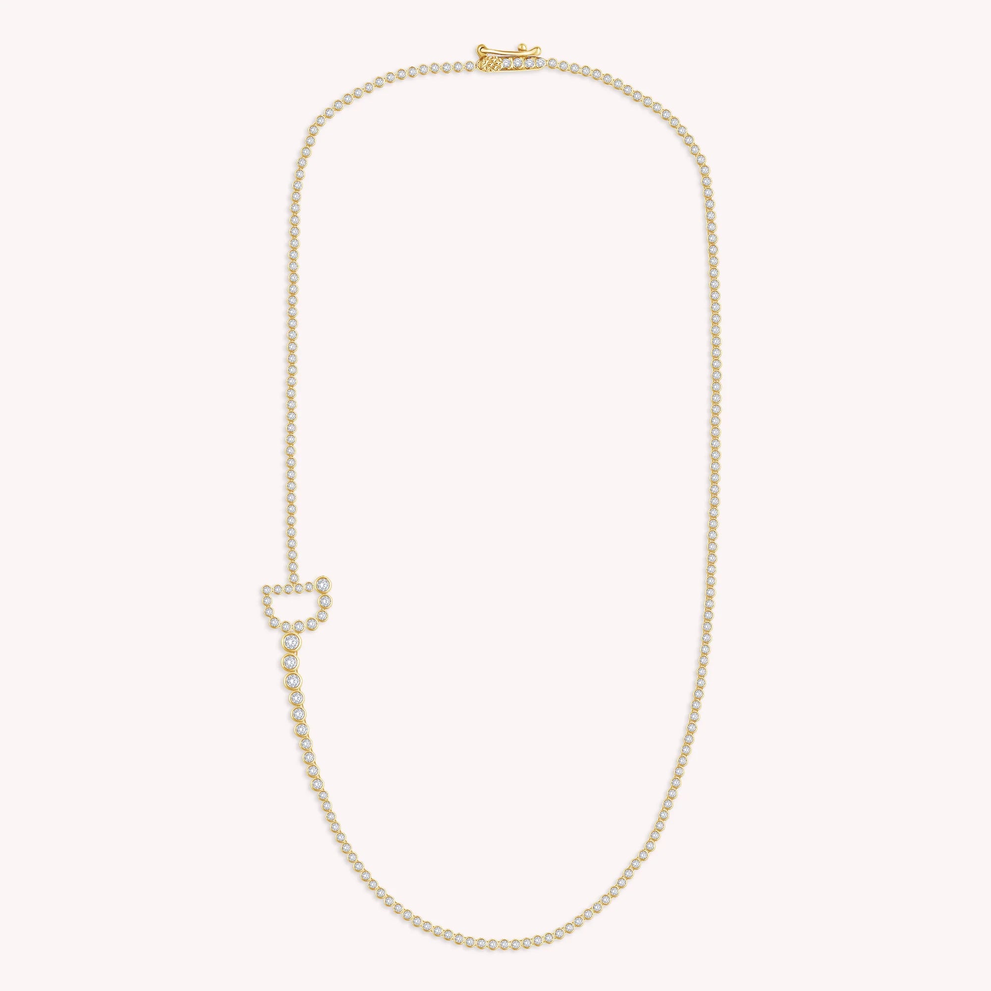 Tennis Bezel Set Initial Letter Lab Grown Diamond Necklace