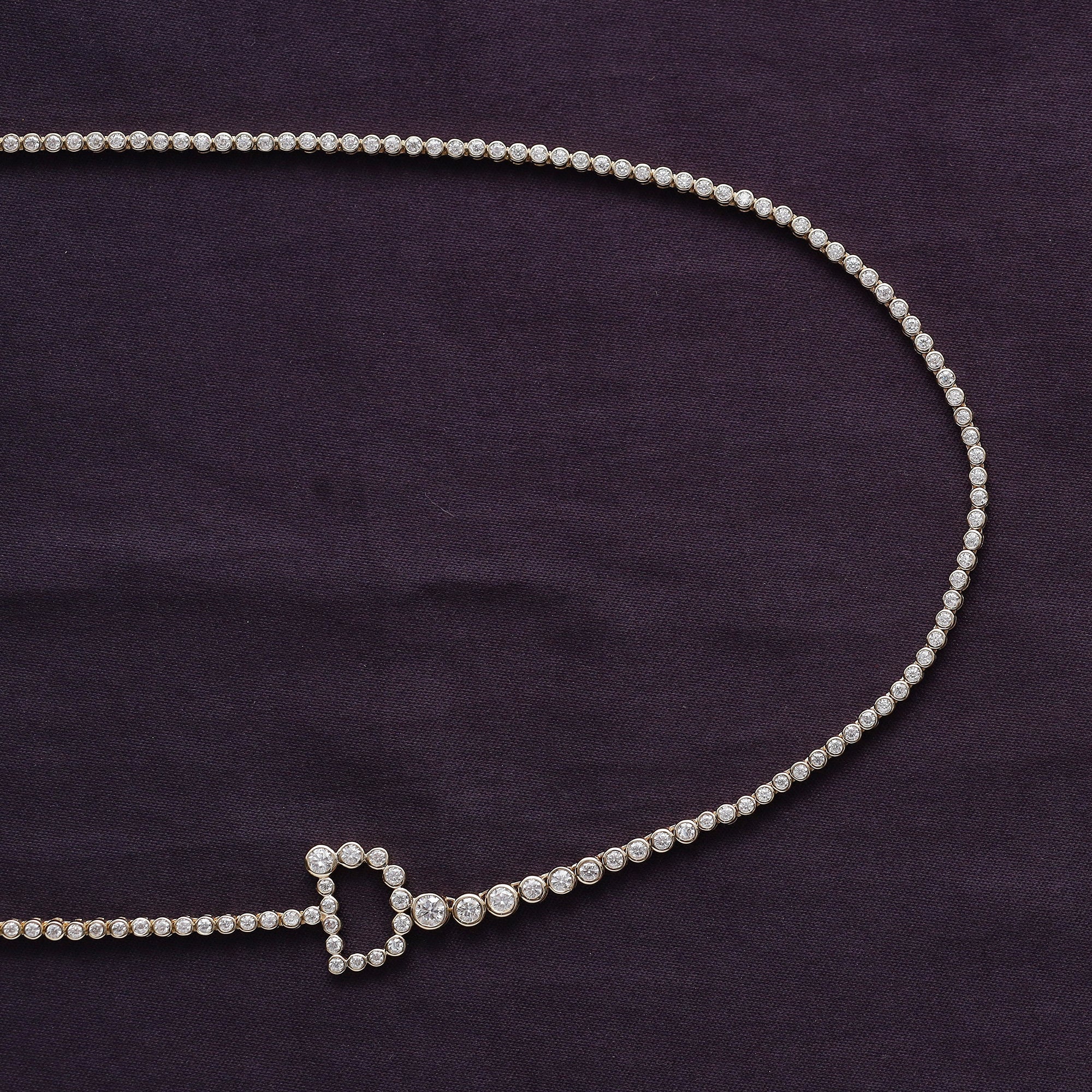 Tennis Bezel Set Initial Letter Lab Created Moissanite Necklace