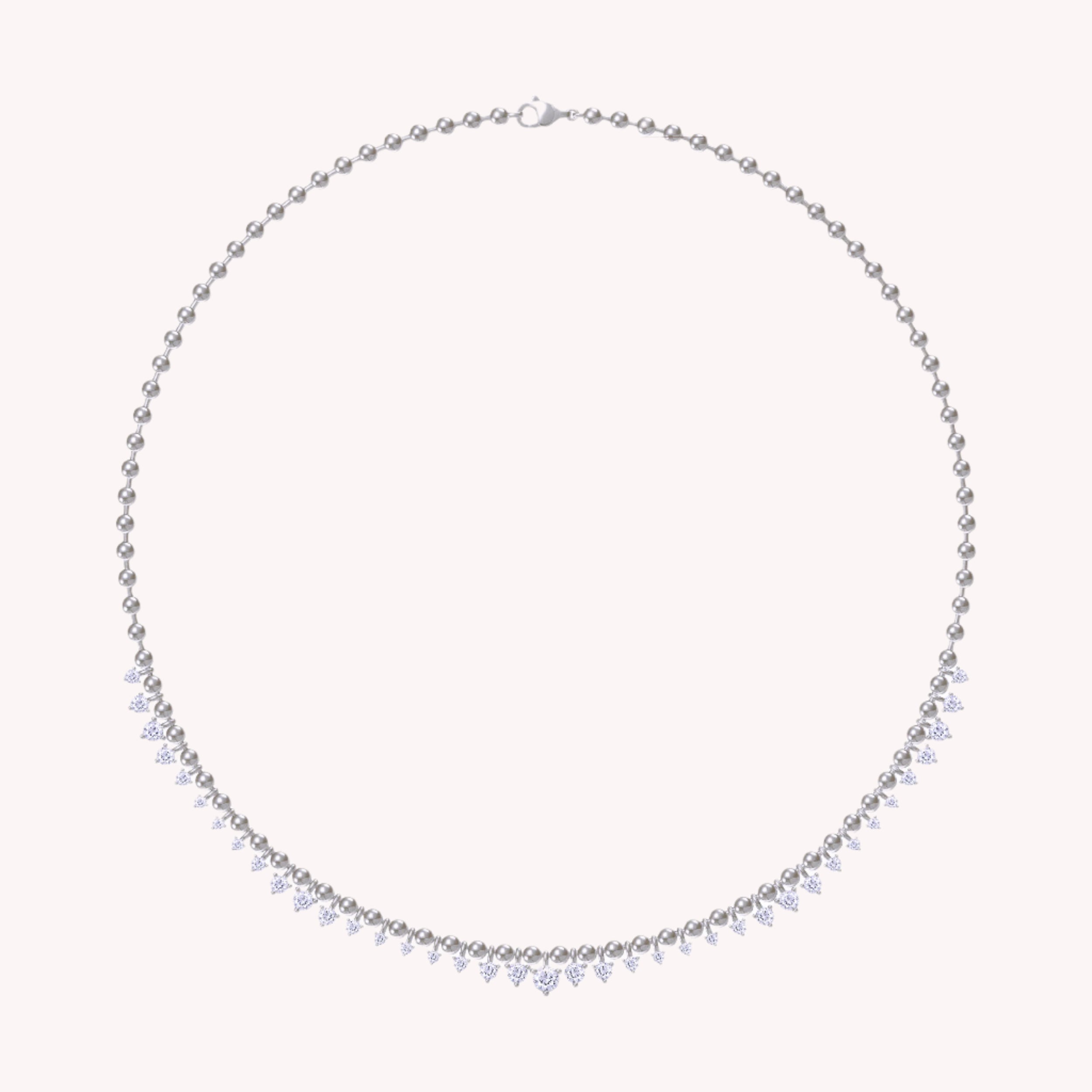 KIN Necklace with 3.00MM Bead Chain in Lab Created Moissanite