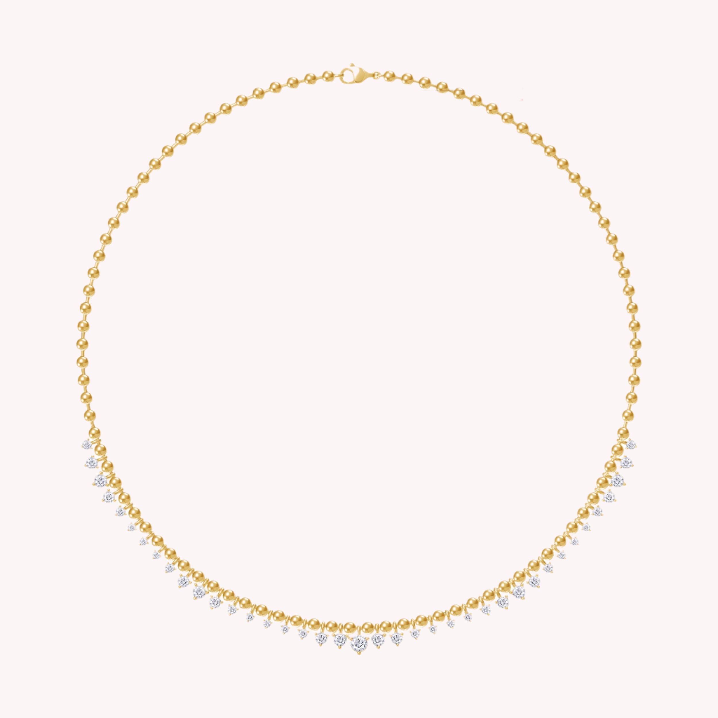 KIN Necklace with 3.00MM Bead Chain in Lab Created Moissanite