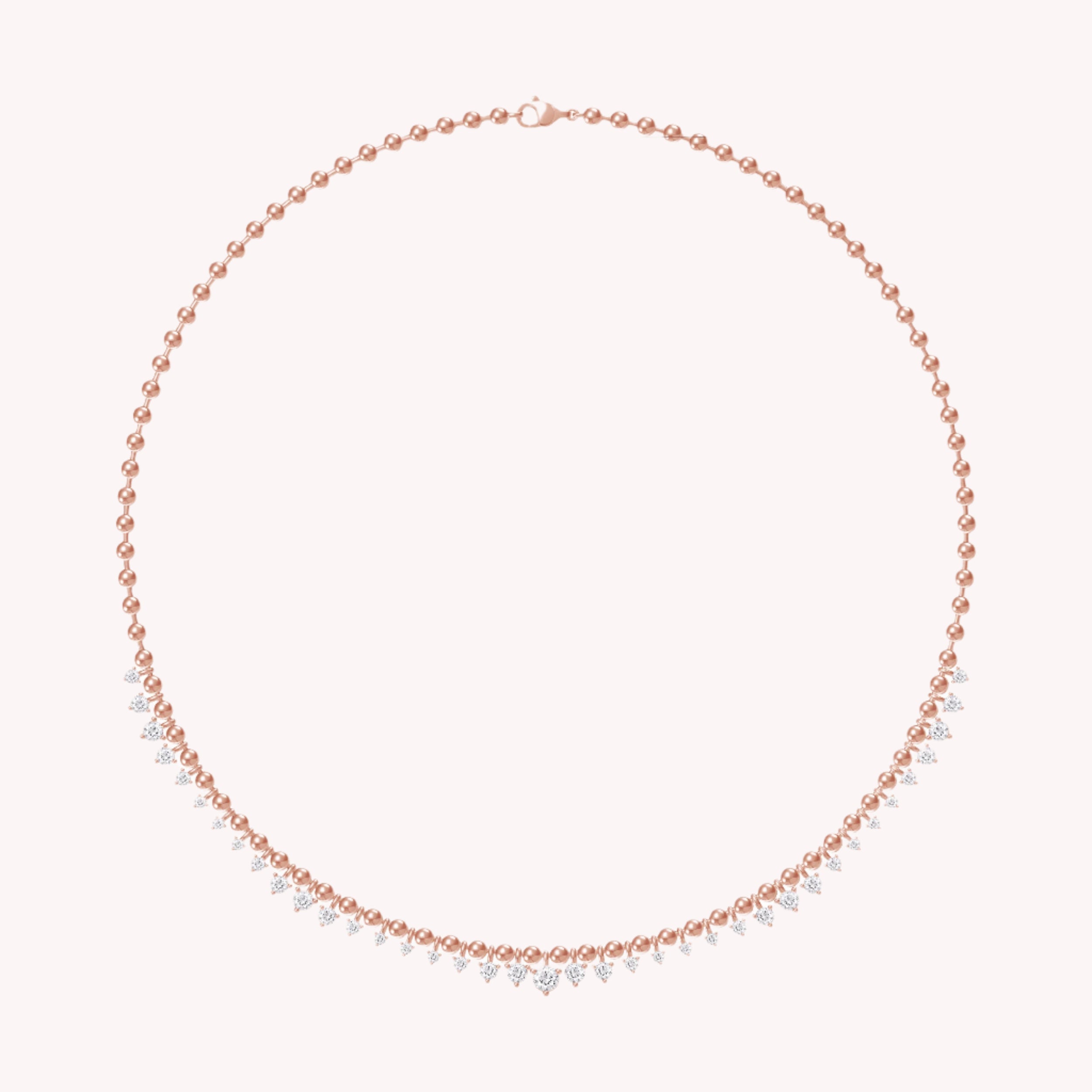 KIN Necklace with 3.00MM Bead Chain in Lab Created Moissanite