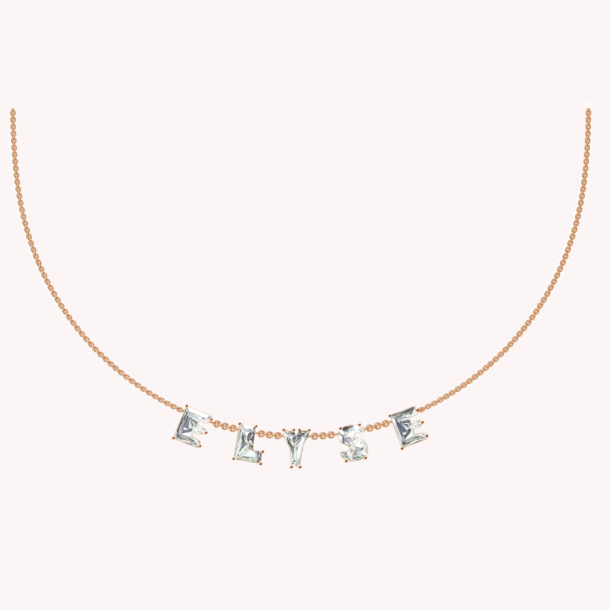 Personalized Name ELYSE Chain Necklace In Lab Created Moissanite