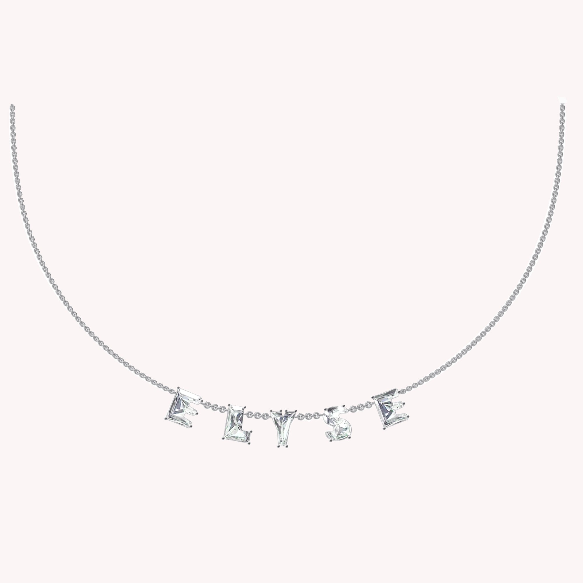 Personalized Name ELYSE Chain Necklace In Lab Created Moissanite