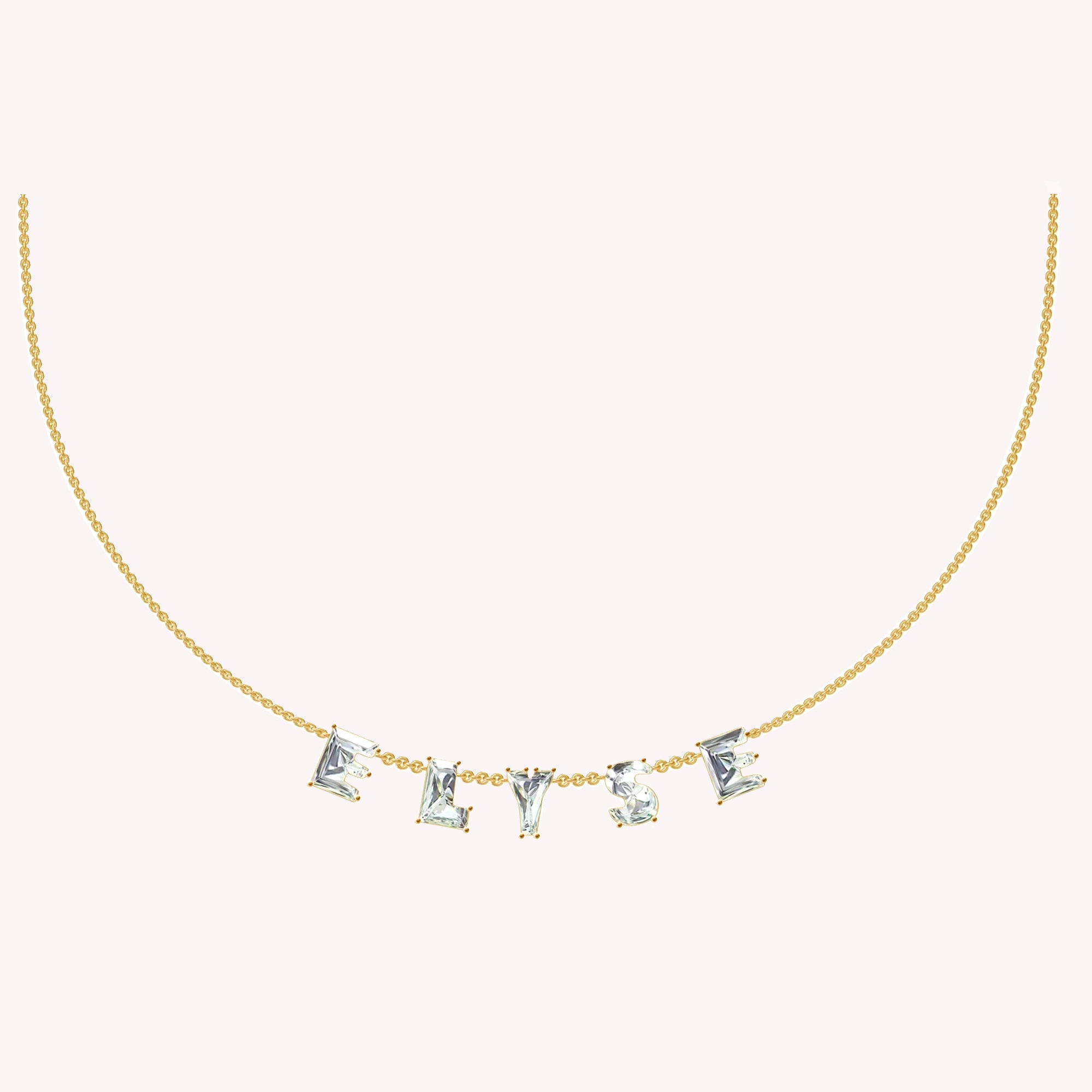 Personalized Name ELYSE Chain Necklace In Lab Created Moissanite