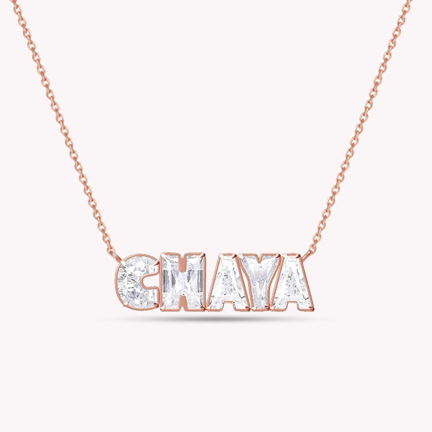 Personalized Name CHAYA Chain Necklace In Lab Created Moissanite