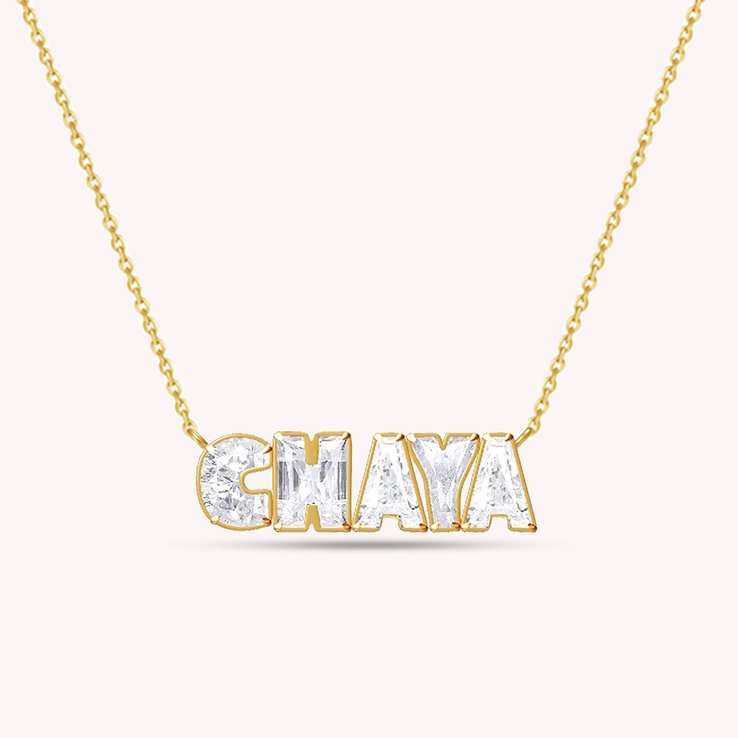 Personalized Name CHAYA Chain Necklace In Lab Created Moissanite