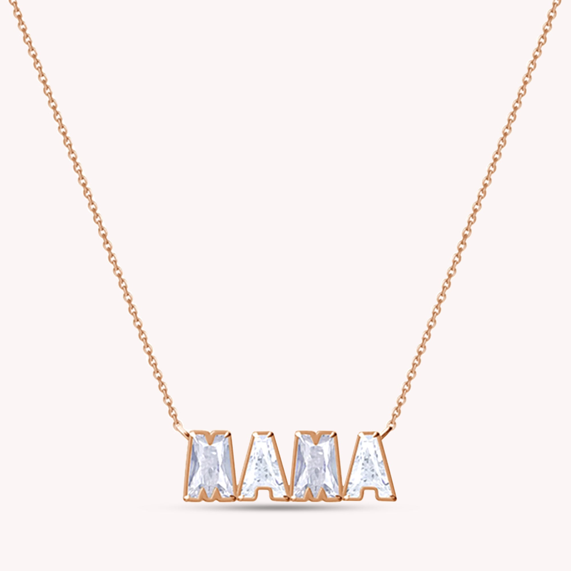 Personalized Name MAMA Chain Necklace In Lab Created Moissanite