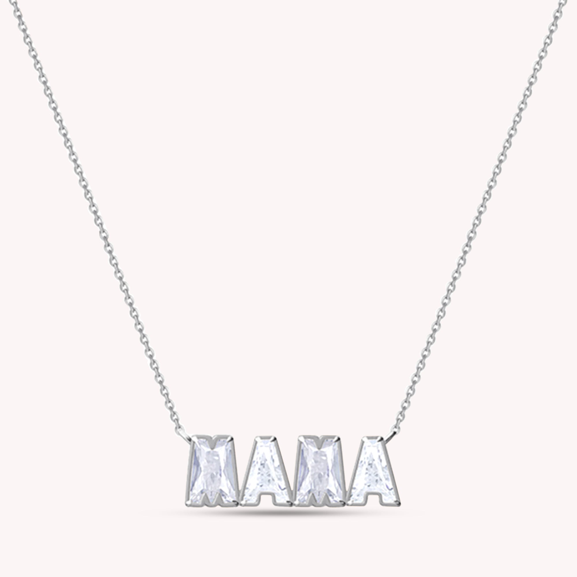 Personalized Name MAMA Chain Necklace In Lab Created Moissanite