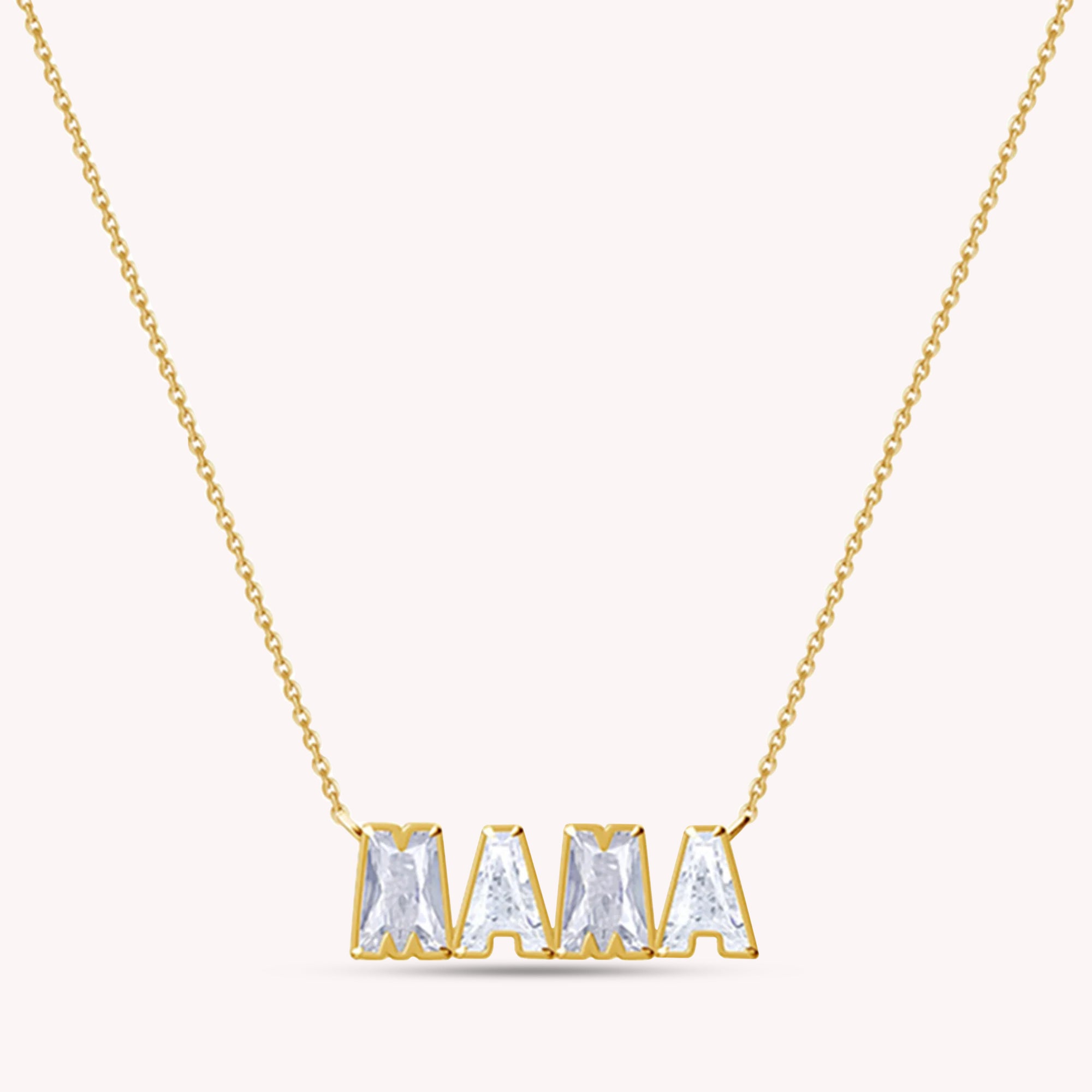 Personalized Name MAMA Chain Necklace In Lab Created Moissanite