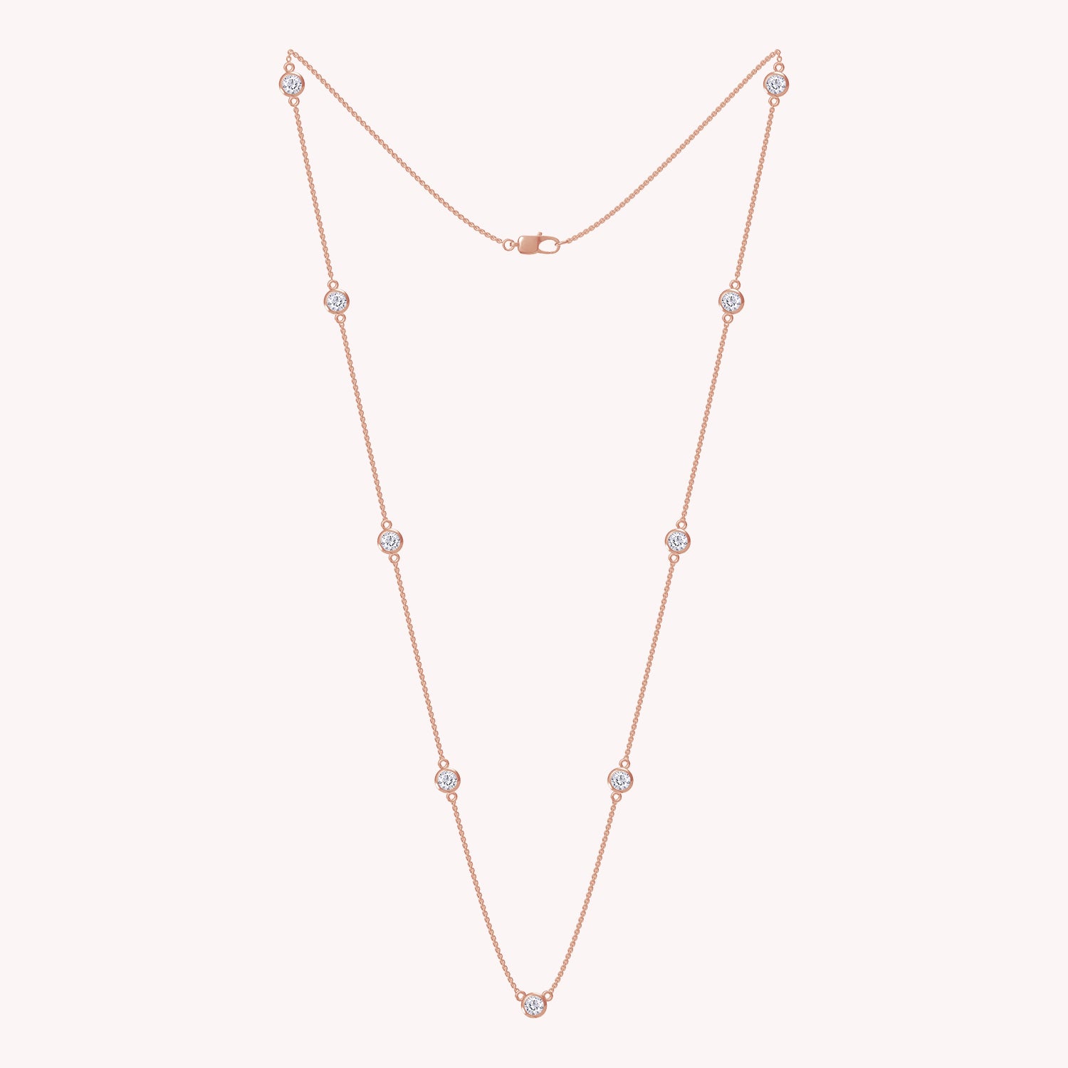 Lab Grown Diamond Bezel Set Station Chain Necklace
