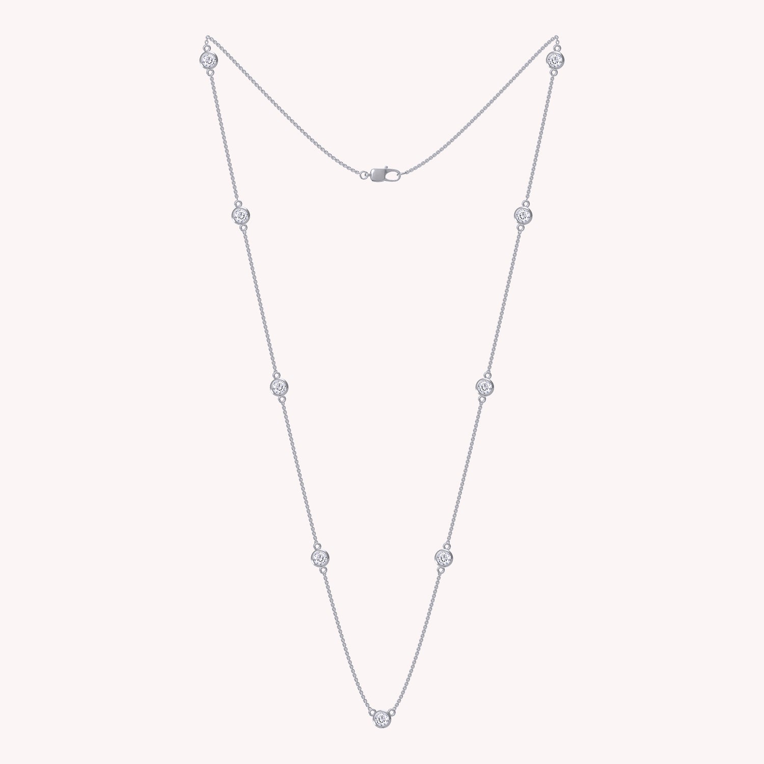 Lab Grown Diamond Bezel Set Station Chain Necklace