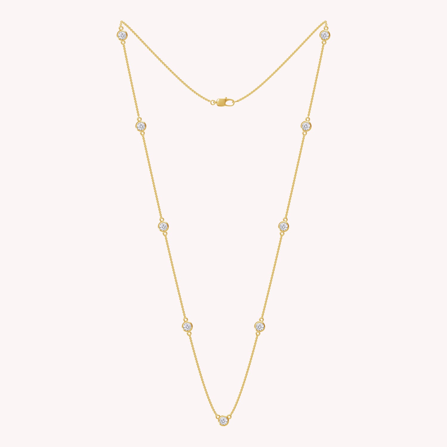 Lab Grown Diamond Bezel Set Station Chain Necklace