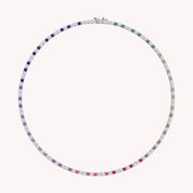 3MM Round Shape White Cubic Zirconia Rainbow Tennis Necklace