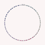 White Cubic Zirconia Rainbow Tennis Necklace