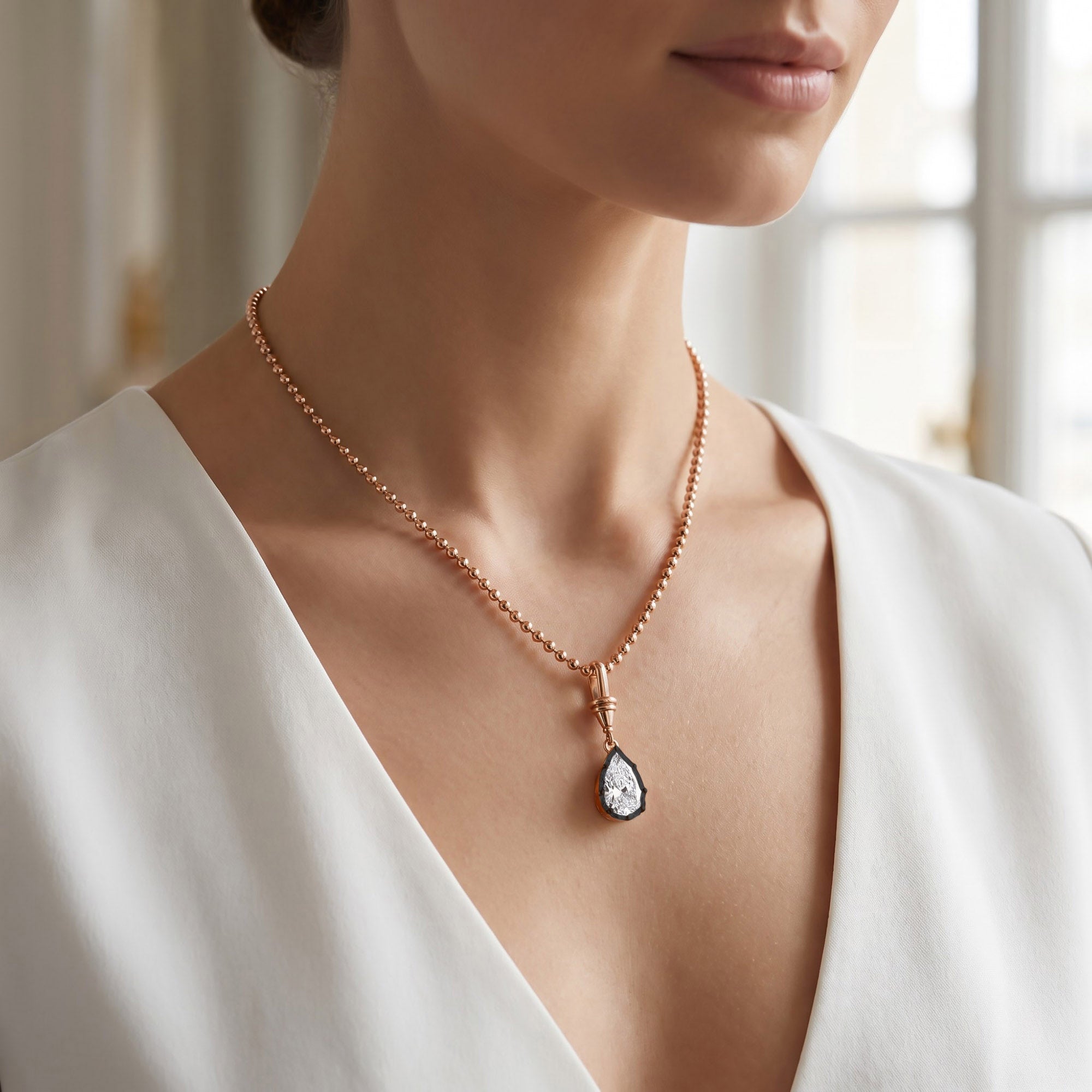 7.00 Carat Pear Cut Lab Grown Diamond Solitaire Pendant Necklace