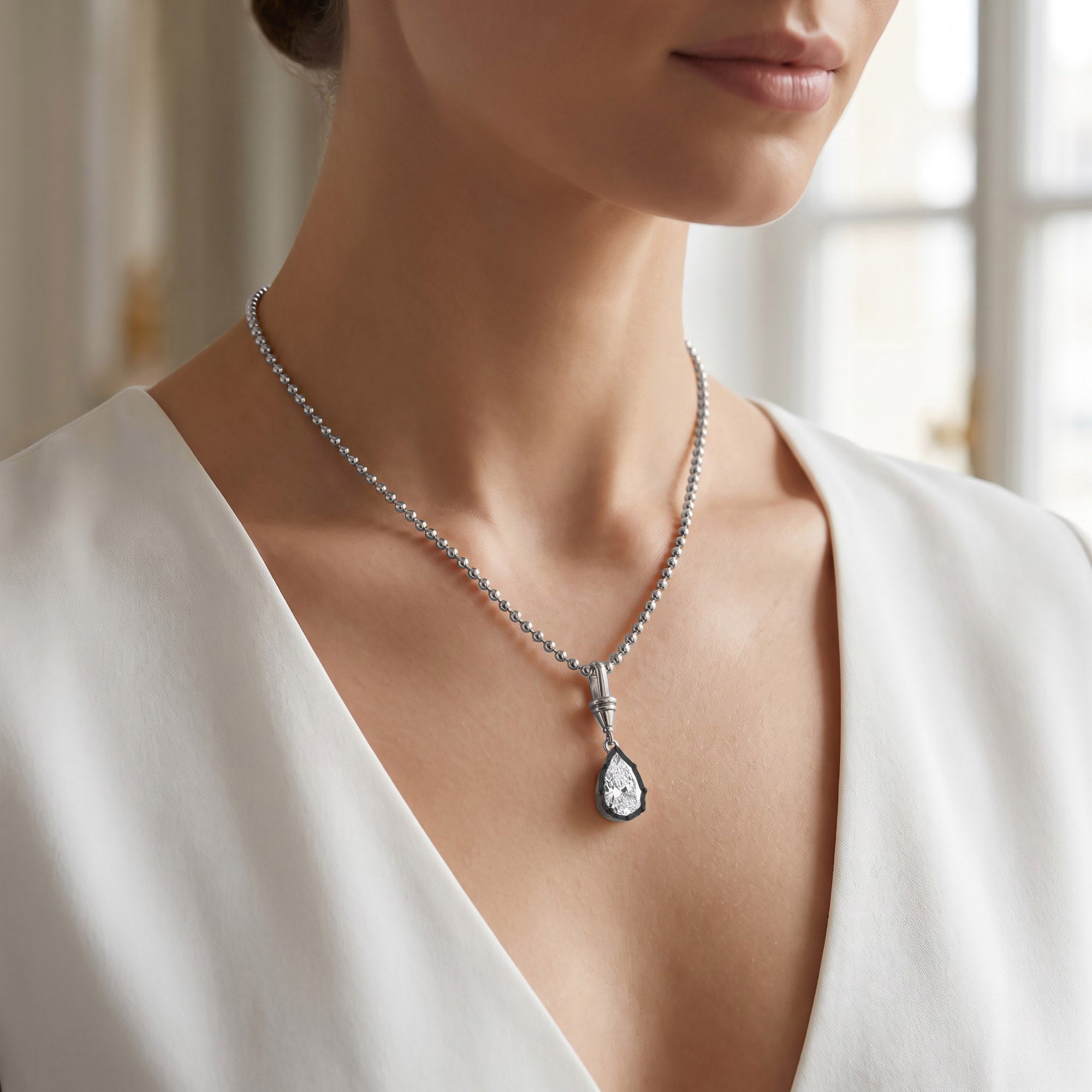 7.00 Carat Pear Cut Lab Grown Diamond Solitaire Pendant Necklace