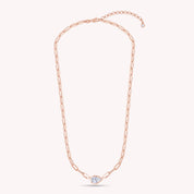 Solitaire Link Chain Necklace Lab Grown Diamond Necklace 16"+2" Extender
