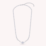 Solitaire Link Chain Necklace Lab Grown Diamond Necklace 16"+2" Extender
