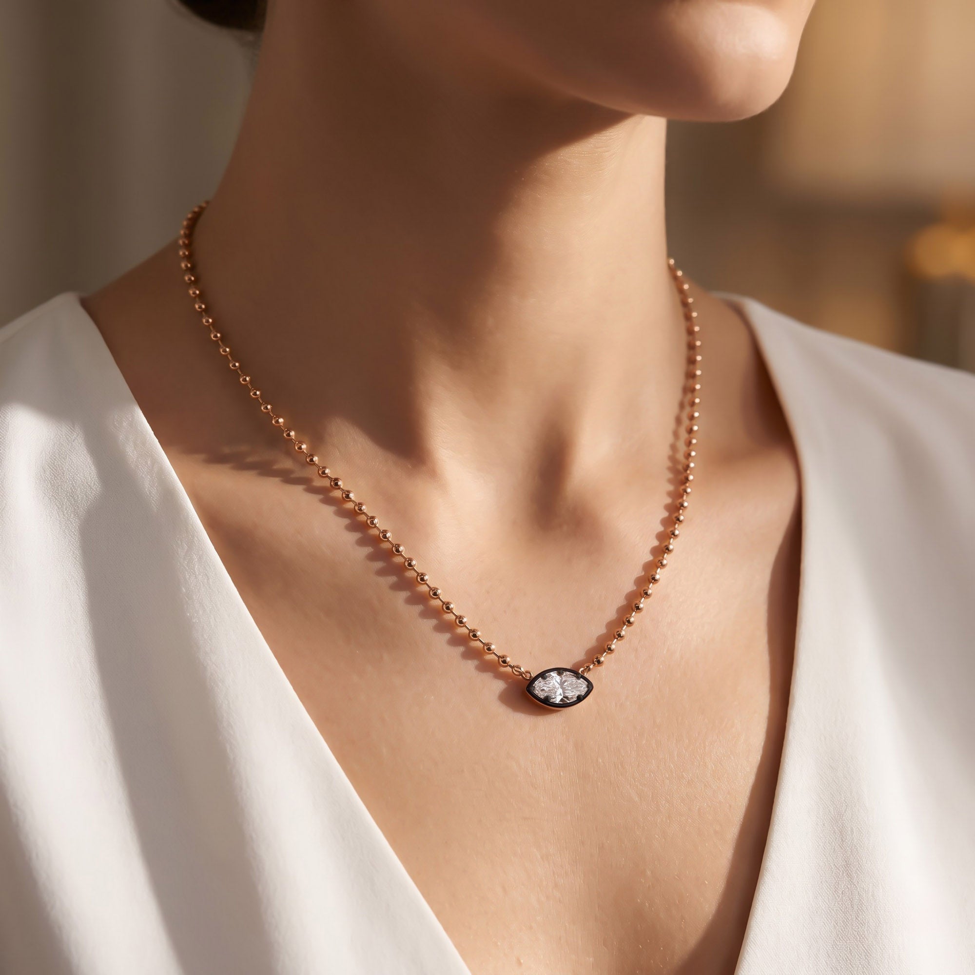 3.10 Carat Marquise and Round Cut Lab Grown Diamond Collar Necklace