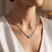 3.10 Carat Marquise and Round Cut Lab Grown Diamond Collar Necklace