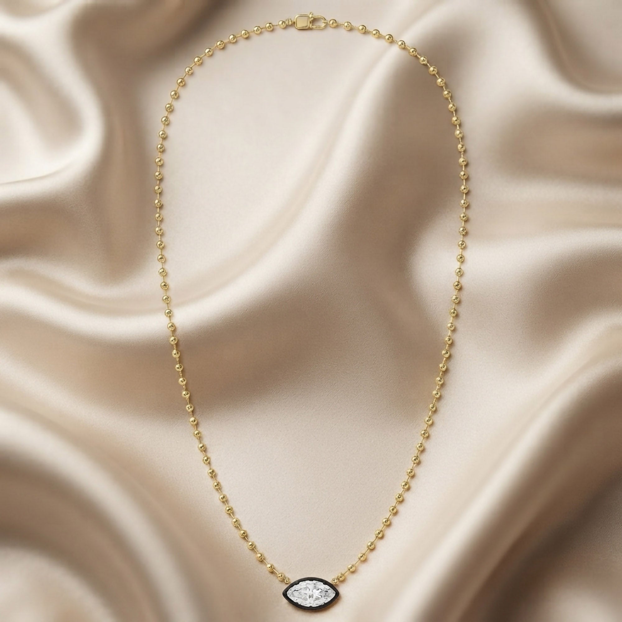 3.10 Carat Marquise and Round Cut Lab Grown Diamond Collar Necklace