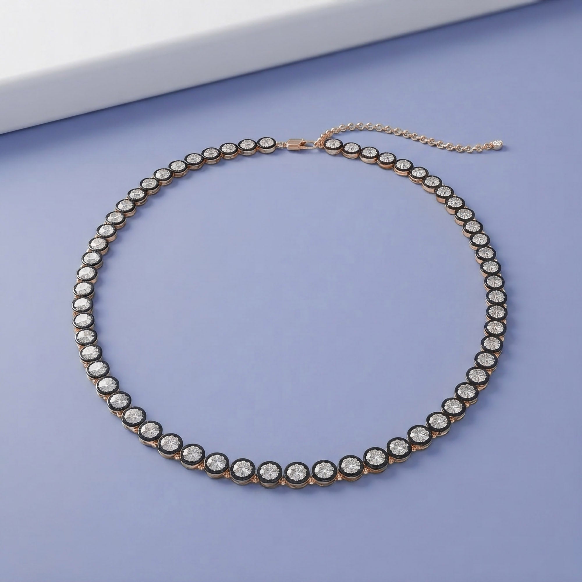 12 CTTW Round Cut Lab Grown Diamond Georgian-Inspired Tennis Necklace