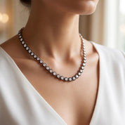 12 CTTW Round Cut Lab Grown Diamond Georgian-Inspired Tennis Necklace