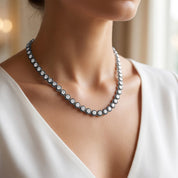 12 CTTW Round Cut Lab Grown Diamond Georgian-Inspired Tennis Necklace