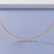 1.25 Cttw Round & Oval Cut Lab Grown Diamond Fringe Station Necklace