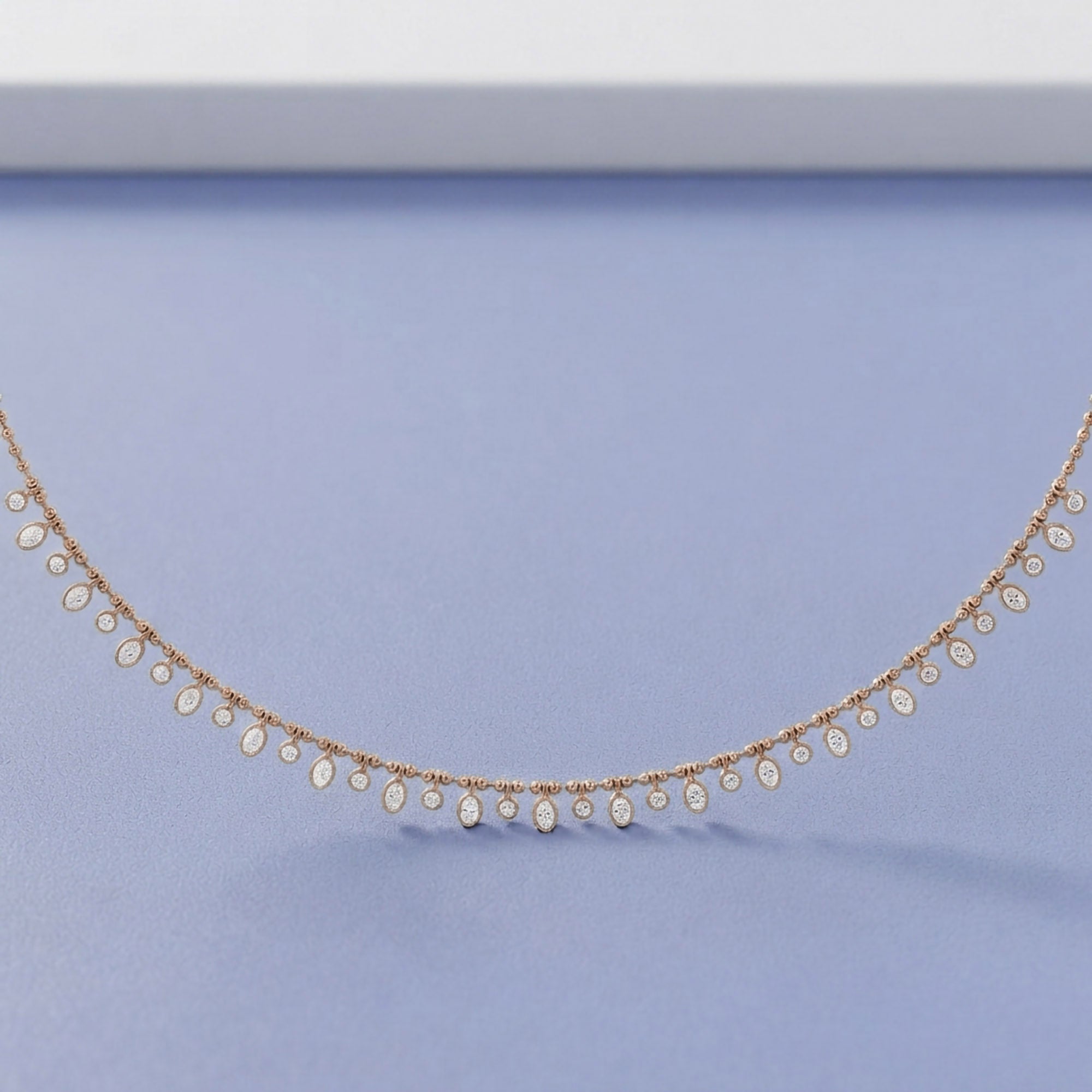 1.25 Cttw Round & Oval Cut Lab Grown Diamond Fringe Station Necklace