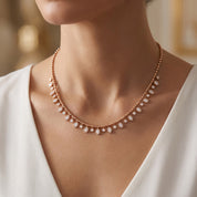1.25 Cttw Round & Oval Cut Lab Grown Diamond Fringe Station Necklace
