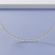 1.25 Cttw Round & Oval Cut Lab Grown Diamond Fringe Station Necklace