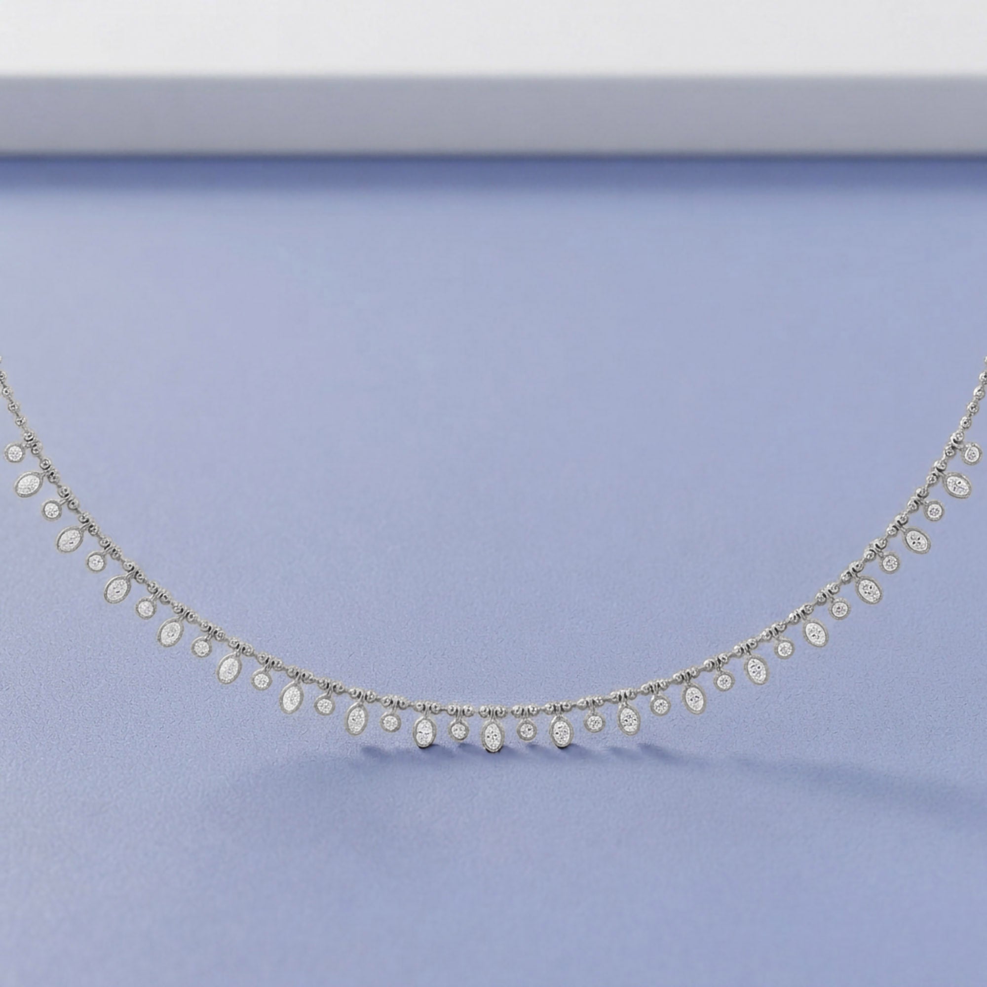 1.25 Cttw Round & Oval Cut Lab Grown Diamond Fringe Station Necklace
