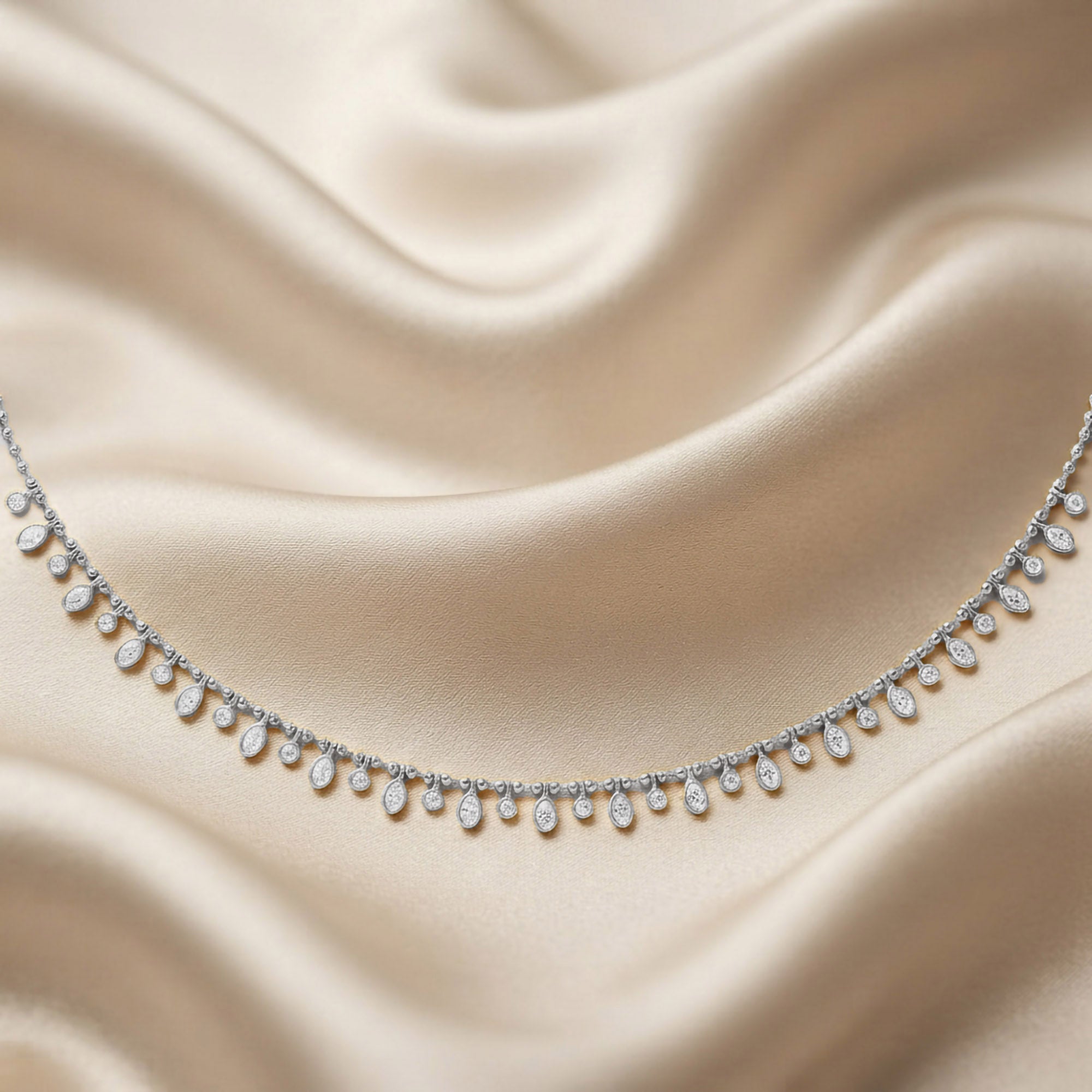 1.25 Cttw Round & Oval Cut Lab Grown Diamond Fringe Station Necklace