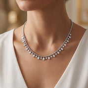 1.25 Cttw Round & Oval Cut Lab Grown Diamond Fringe Station Necklace