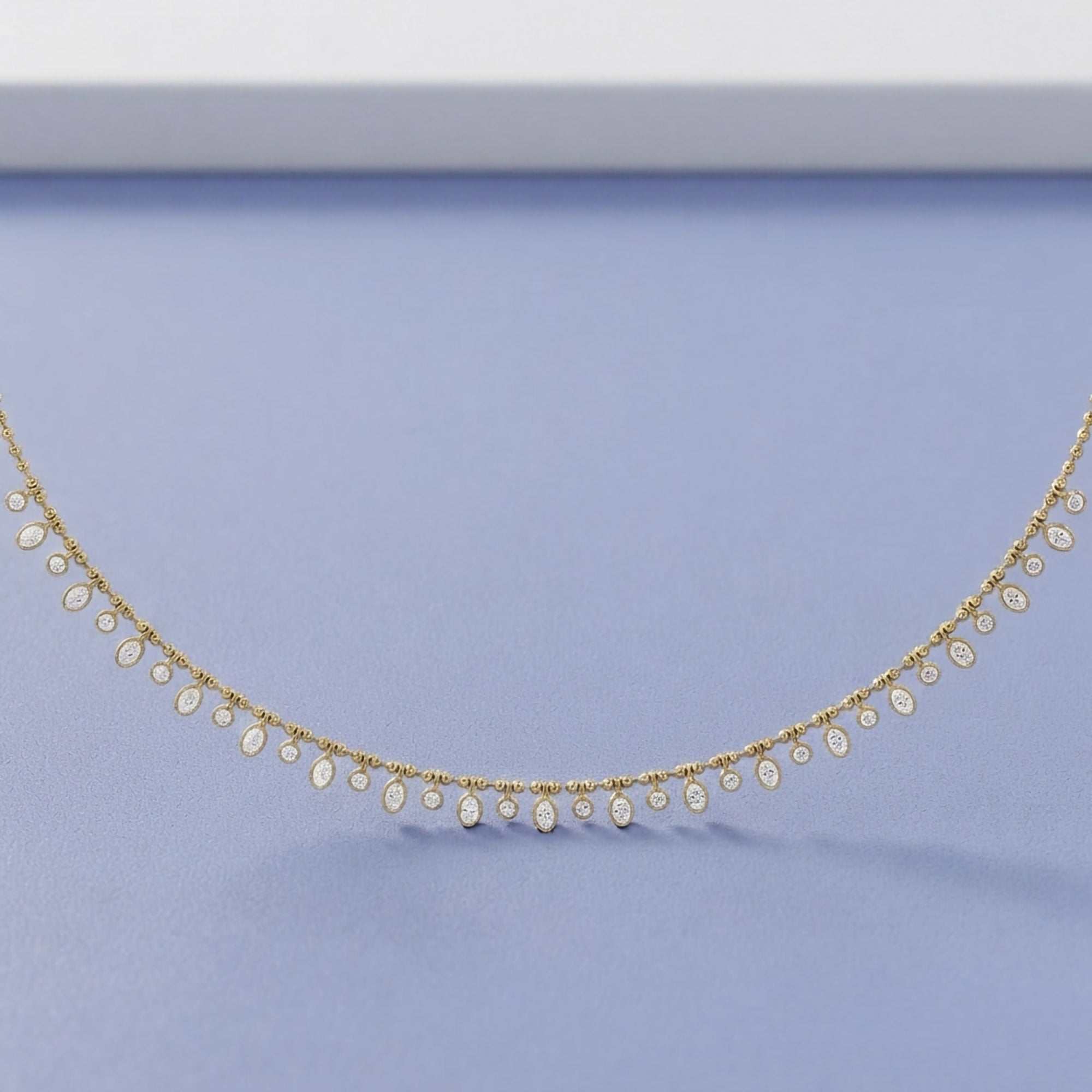 1.25 Cttw Round & Oval Cut Lab Grown Diamond Fringe Station Necklace