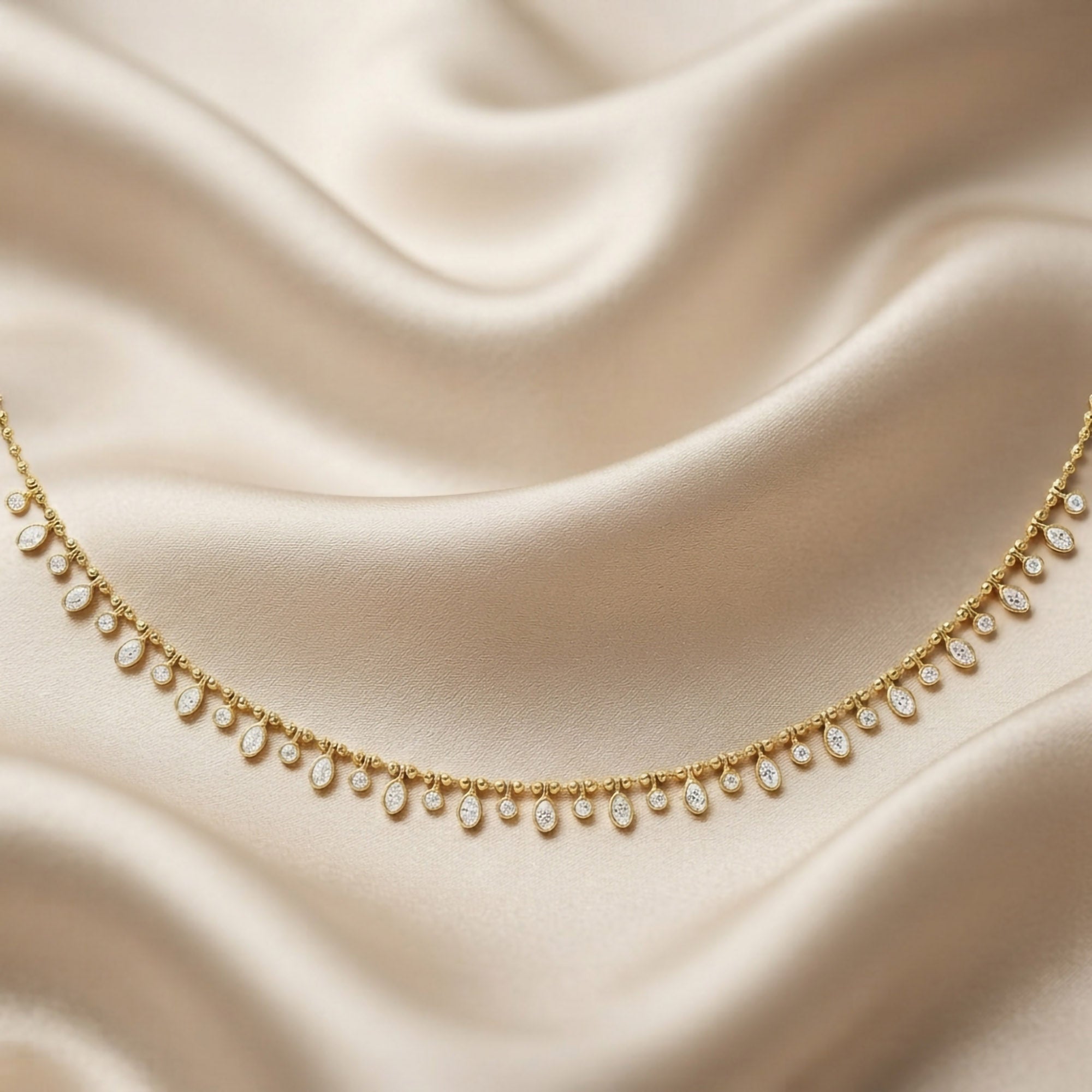 1.25 Cttw Round & Oval Cut Lab Grown Diamond Fringe Station Necklace