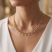 1.25 Cttw Round & Oval Cut Lab Grown Diamond Fringe Station Necklace