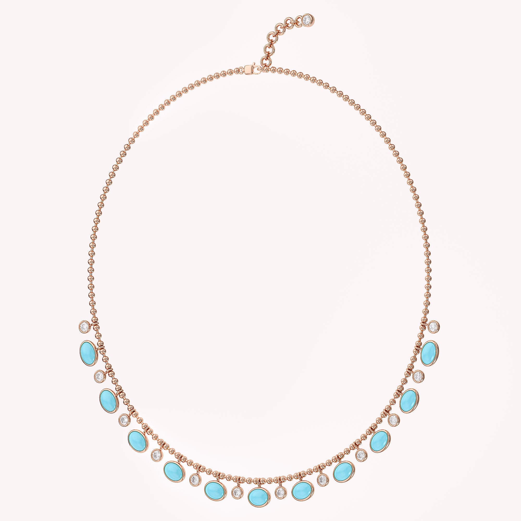 16" Turquoise & Lab Grown Diamond Ball Chain Necklace