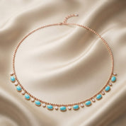 16" Turquoise & Lab Grown Diamond Ball Chain Necklace