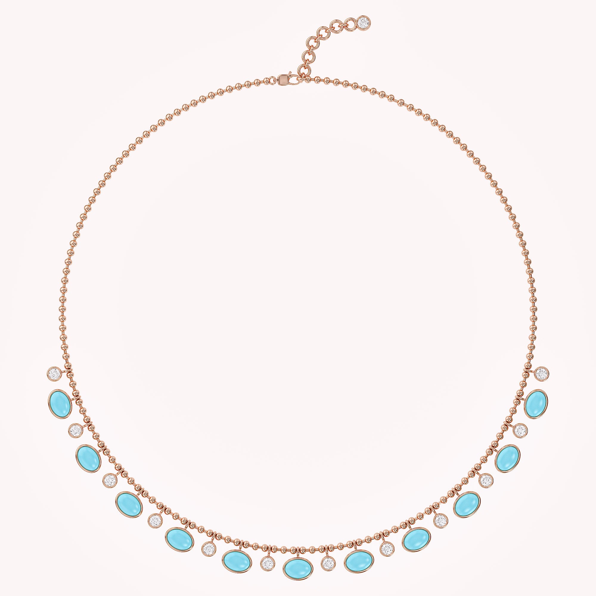16" Turquoise & Lab Grown Diamond Ball Chain Necklace