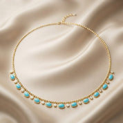 16" Turquoise & Lab Grown Diamond Ball Chain Necklace