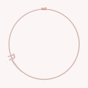 Tennis Bezel Set Initial Letter White Cubic Zirconia Necklace