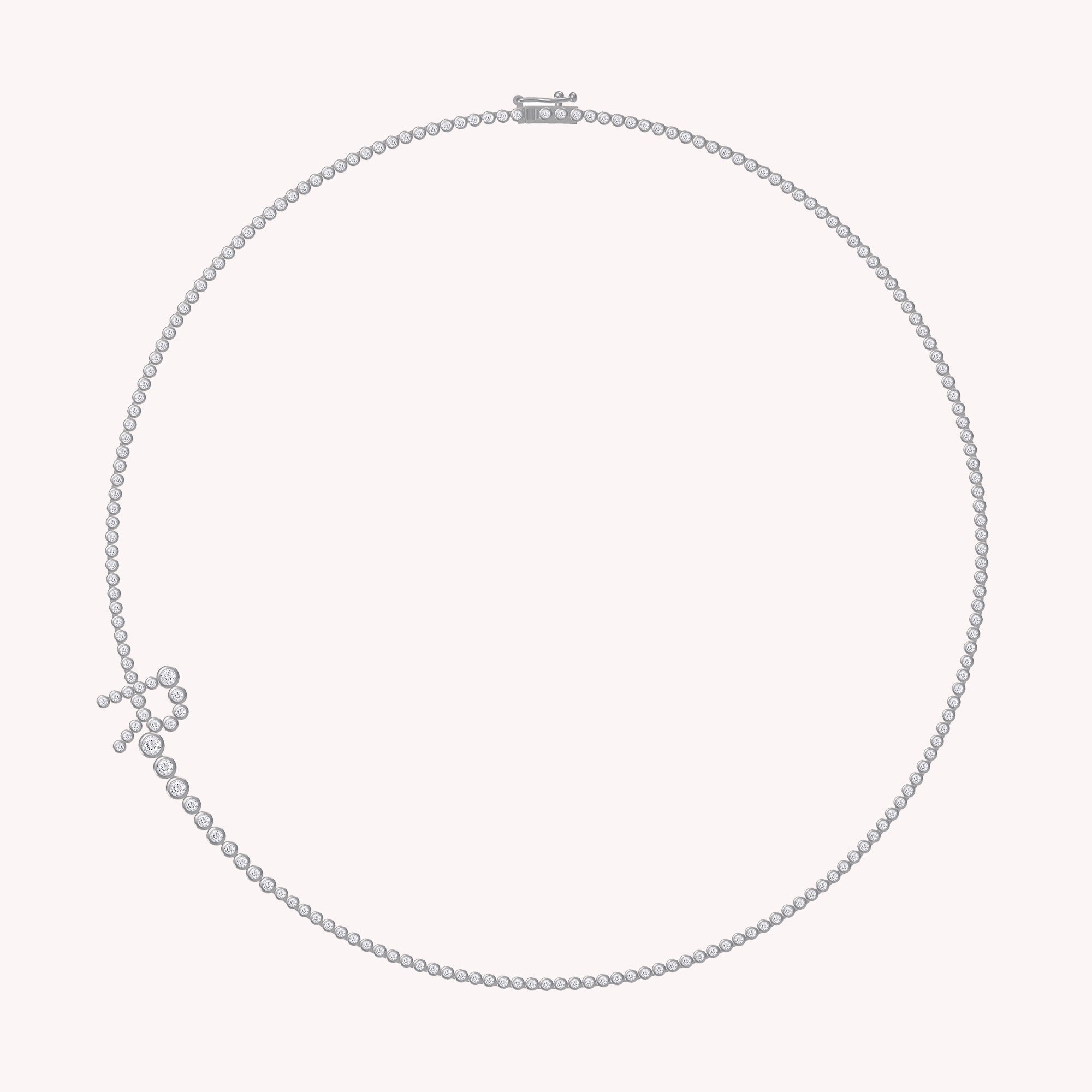 Tennis Bezel Set Initial Letter White Cubic Zirconia Necklace
