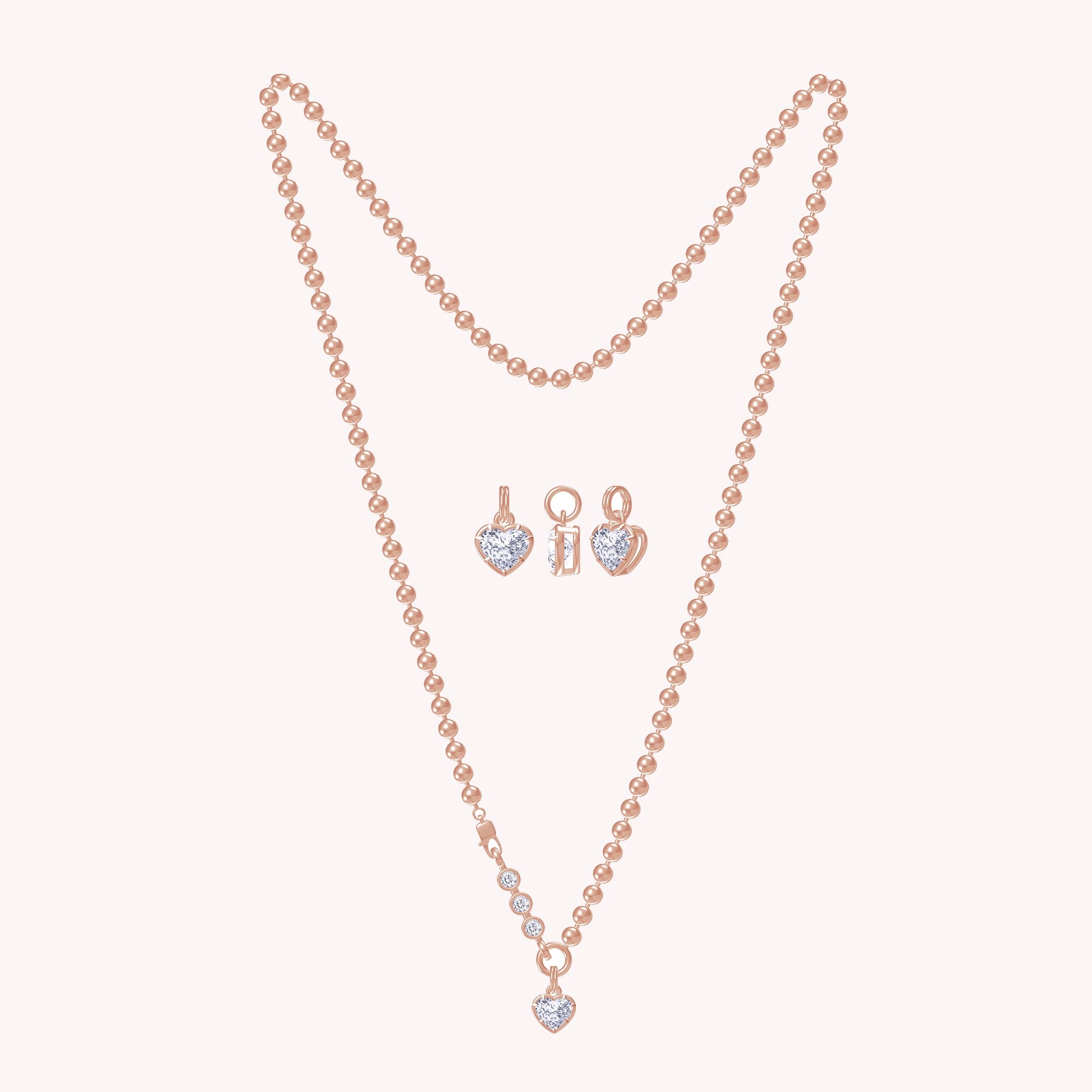 Heart and Round Lab Created Moissanite Solitaire Pendant Necklace