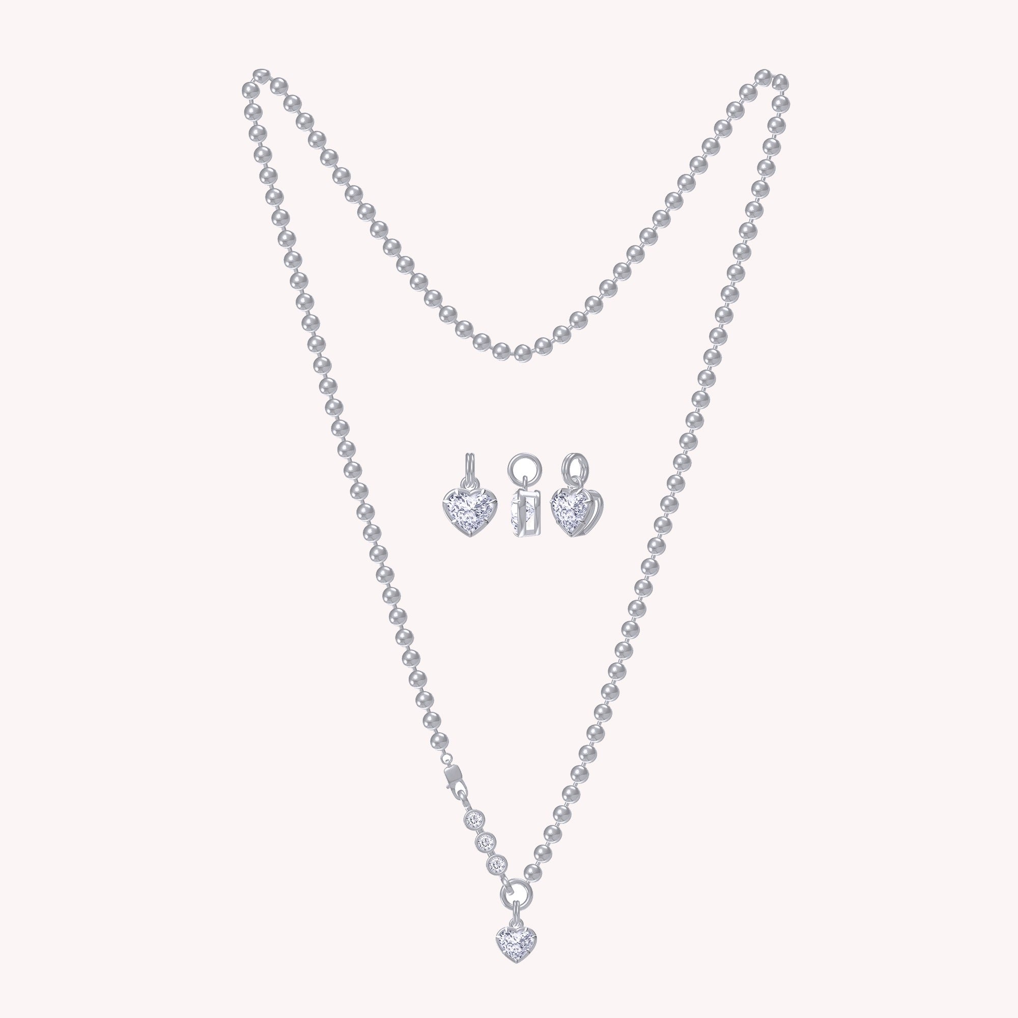 Heart and Round Lab Created Moissanite Solitaire Pendant Necklace