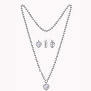 Heart and Round Lab Created Moissanite and Lab Grown Diamond Solitaire Pendant Necklace
