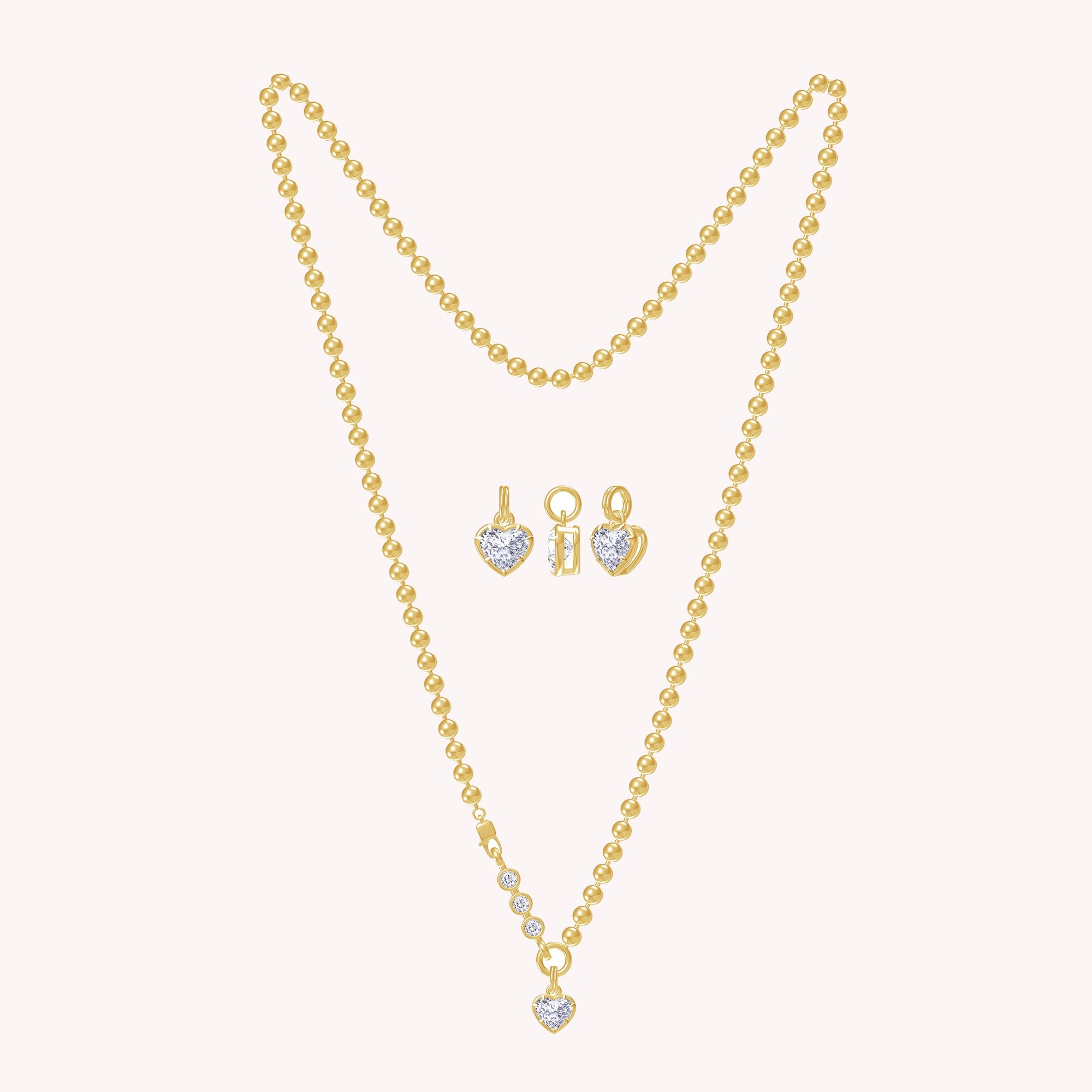 Heart and Round Lab Created Moissanite Solitaire Pendant Necklace