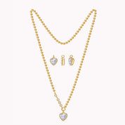 Heart and Round Lab Created Moissanite and Lab Grown Diamond Solitaire Pendant Necklace